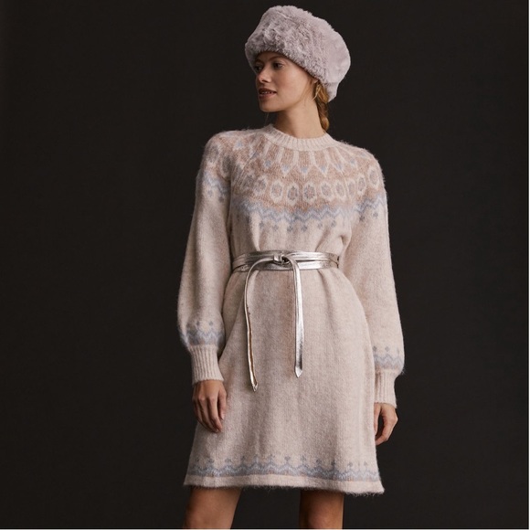 Anthropologie Dresses & Skirts - Anthropologie Puff-Sleeved Sweater Mini Dress